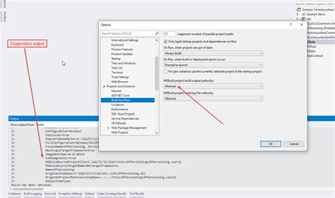 How to change the Visual Studio build output verbosity