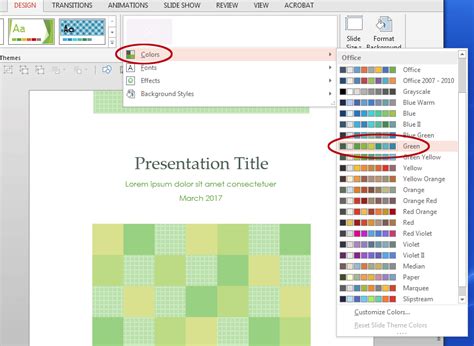 How to change the colours in a PowerPoint template