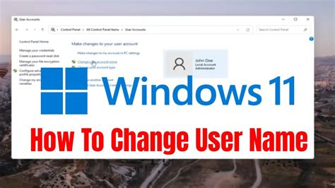 How to change the user name in Windows 11