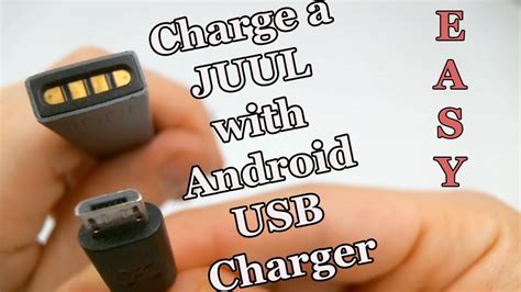 The first step in creating a temporary charger for your Juul is to locate a wire or power cord with a USB socket. It can be a discarded Android charger, a connection for a phone, or a cable with USB plugs on both ends. The other end of the power cable should then be cut using a knife or pair of scissors. Keep the end, as the USB plug serves as .... 