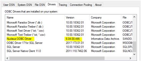 How to check odbc driver version in windows cmd.  Client-server version interoperability is ...