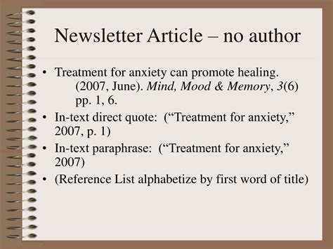 How to cite a newsletter in apa