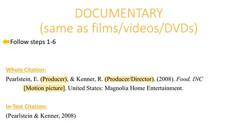 How to cite documentary in text