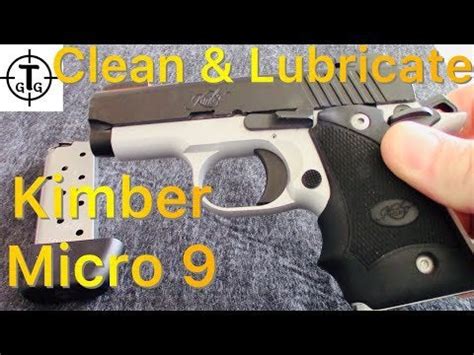 How to clean kimber micro 9. To field strip a Kimber Micro 9, first remove the magazine and ensure the firearm is unloaded. Then, push the slide slightly back, push the slide stop from the other side of the pistol, and then pull the slide stop out. Finally, remove the slide from the frame and separate the barrel and guide rod. 