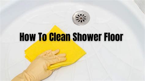How to clean shower floor. Rub it in the grout with a grout brush or a used toothbrush and rinse with clear water. If your grout seems a little more stained than usual, use hydrogen peroxide instead of water. If you have used vinegar as your daily spray before cleaning the shower, make sure to rinse it off thoroughly before using hydrogen peroxide in the grout. 