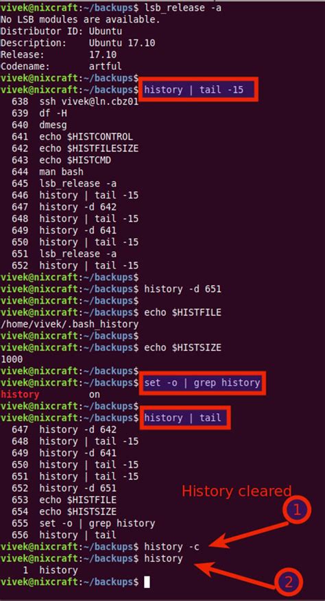 How to clear history in ubuntu
