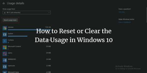 How to clear usage statistics.  Reasons to Reset or Clear Data Usage Troubleshooting...