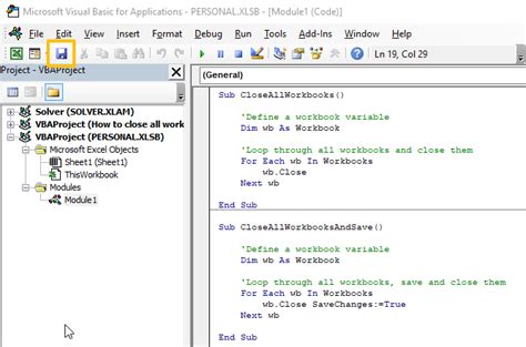 How to close workbook in vba