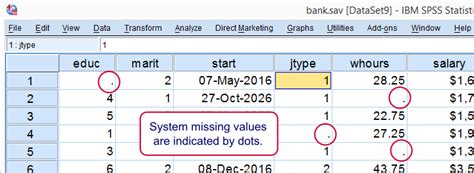 How to code missing values in spss