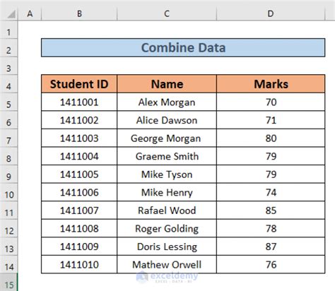 How to combine data in excel