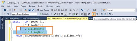 How to comment out in sql