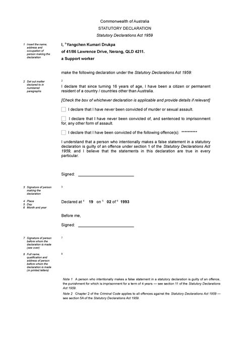 How to complete a Commonwealth statutory declaration