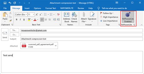 How to compress an email in outlook