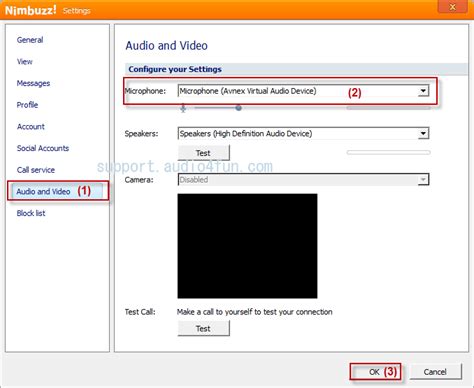 How to configure action voip in nimbuzz
