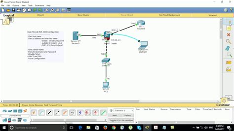 How to configure asa firewall in cisco packet tracer.  It demonstrates core network...