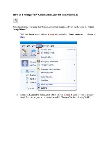 How to configure incredimail in gmail