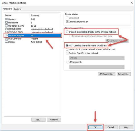 How to configure internet connection in vmware