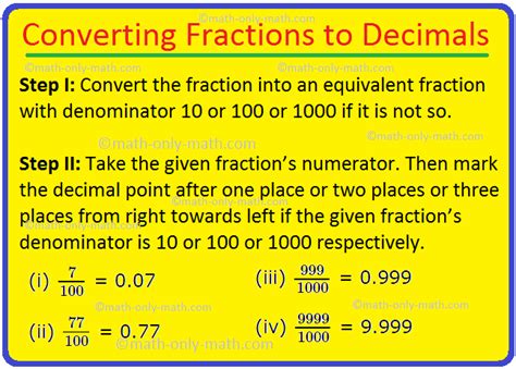 How to convert a fraction to a decimal. Here's the little secret you can use to instantly transform any fraction to a decimal: Simply divide the numerator by the denominator: = 2/3 = 2 ÷ 3 = 0.66666666666667. That's literally all there is to it! 2/3 as a decimal is 0.66666666666667. 