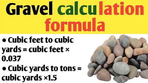  Calculate 1B Pea Gravel. Type in inches and feet of your project and calculate the estimated amount of Gravel Stone in cubic yards, cubic feet and Tons, that your need for your project. The Density of 1B Pea Gravel: 2,410 lb/yd³ or 1.21 t/yd³ or 0.8 yd³/t. Type in your numbers. . 