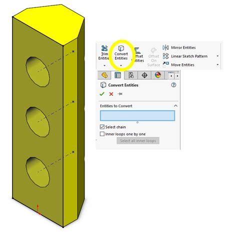 How to convert entities from a feature in a section view?