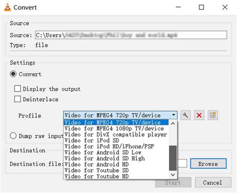 How to convert in vlc