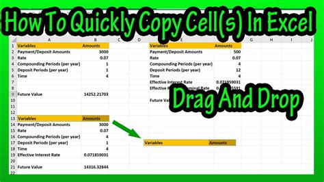 How to copy and drag in excel