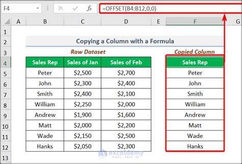 How to copy column in excel