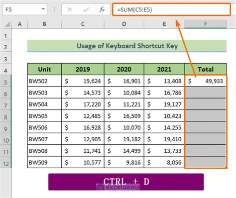 How to copy down in excel