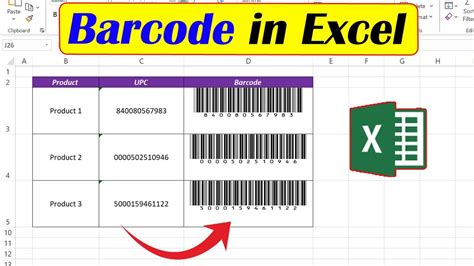 How to create Barcode in MS Excel using barcode font YouTube