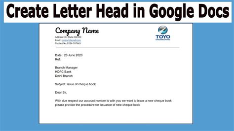 How to create Letter head in Google Docs Free in Computer at home YouTube