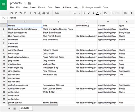 How to create a .CSV file for products import Template