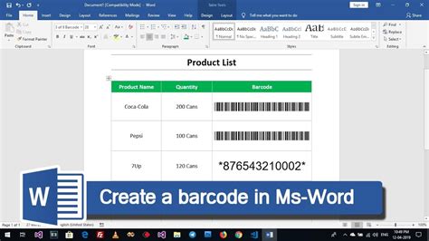 How to create a barcode in Ms Word using Barcode Font YouTube
