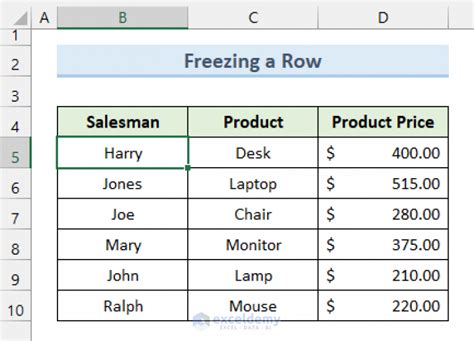 How to create a header in excel