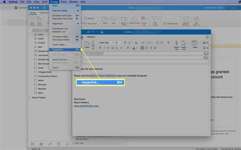 How to create a link in outlook