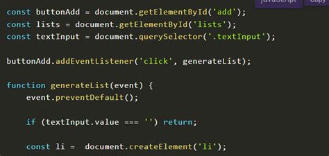 How to create a list in js