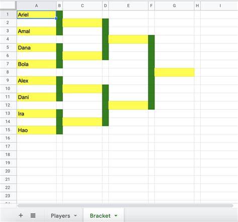 How to create a tournament bracket in google sheets.  Learn to make a bracket templa...