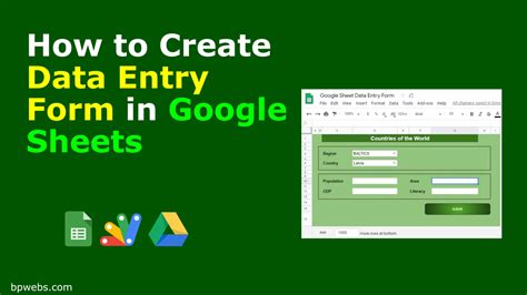 How to create an automatic data entry form in Google Sheets using Apps