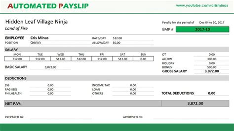 How to create automated payslip in excel