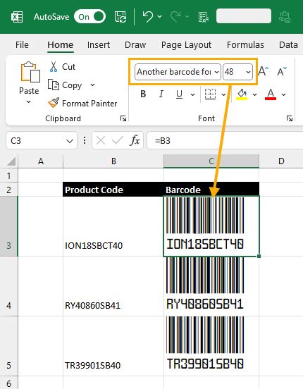 How to create barcode in MS Excel using barcode font, Microsoft Excel