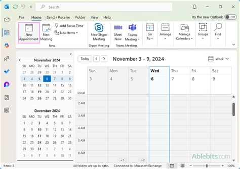 How to create calendar event in outlook