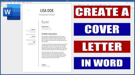 How to create cover letter in word