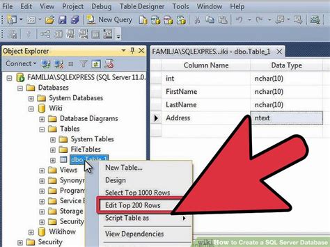 How to create database in sql