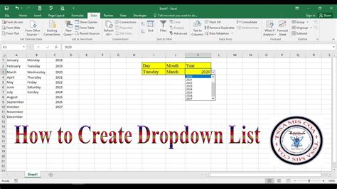 How to create dropdown in excel