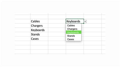 How to create dropdown lists in Excel on Mac