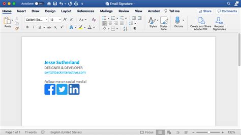 How to create email signature in word