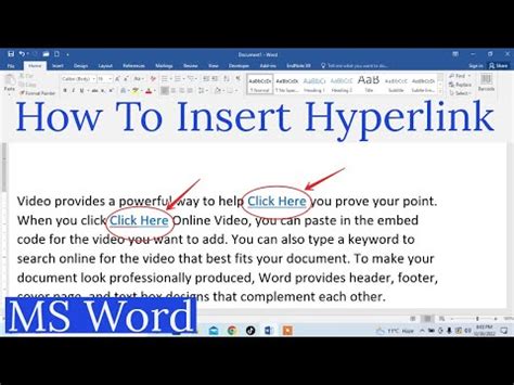 How to create hyperlink in ms word