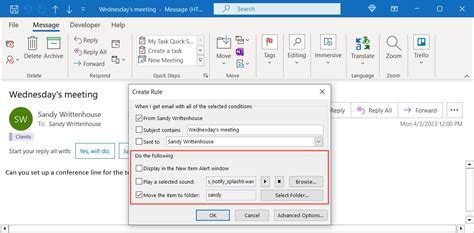 How to create inbox rules in outlook
