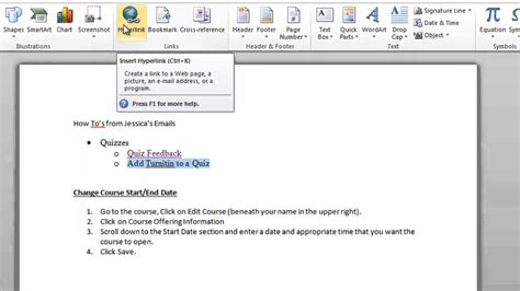 How to create internal links in word
