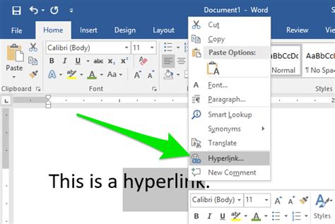 How to create link in ms word