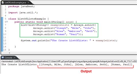 How to create list in java